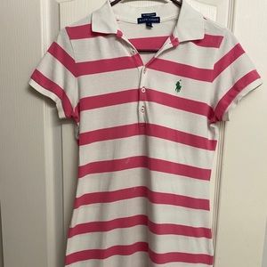 Polo Ralph Lauren Stripe Dress Pink Mini Collared